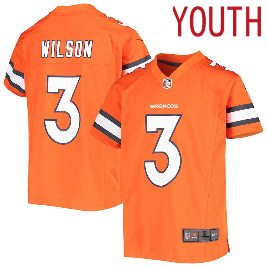Youth Denver Broncos #3 Russell Wilson Nike Orange Alternate Game NFL Jersey->youth nfl jersey->Youth Jersey